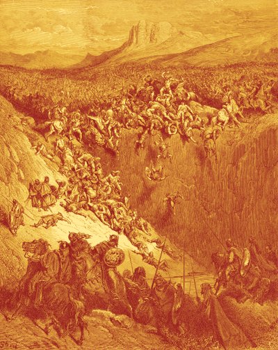 Simson dödar filistéer med käkben av åsna, av Doré - Bibeln av Gustave Dore