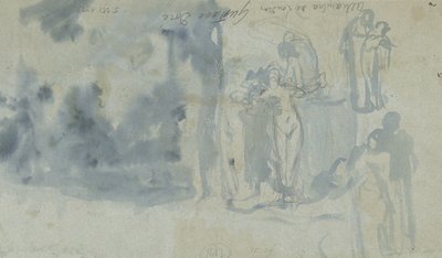 Skisser av människor, inklusive en kvinnlig naken av Gustave Dore