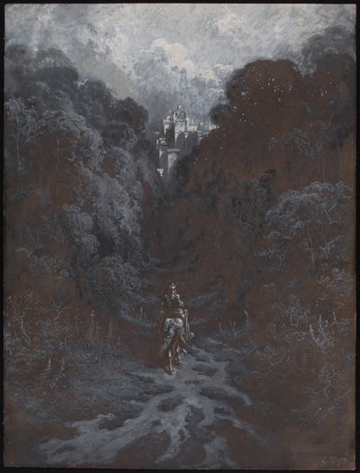 Sir Lancelot närmar sig slottet i Astolat av Gustave Dore