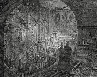 Slumkvarter i London, gravyr av Gustave Dore (1832-1883) av Gustave Dore