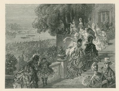 Åskådare som tittar på en båttävling av Gustave Dore