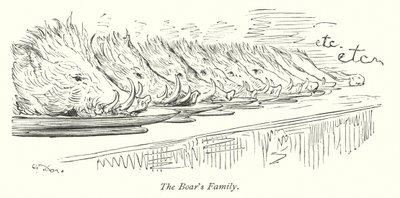 Vildsvinets familj (gravyr) av Gustave Dore