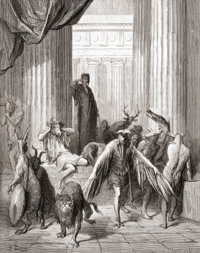 The Companions of Ulysses, från en sen 1800-talsutgåva av Fables de La Fontaine (trägravyr) av Gustave Dore