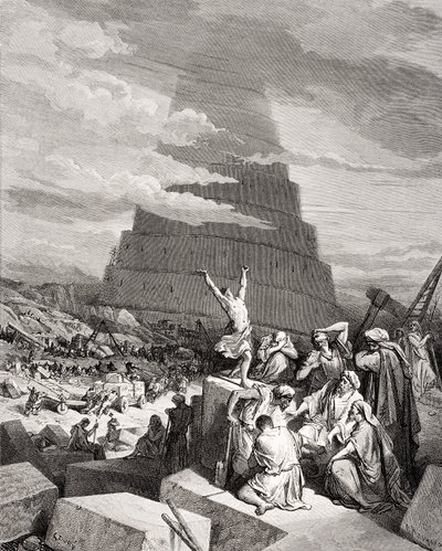 The Confusion of Tongues, 1 Mosebok 11:7-9, illustration från Dores 