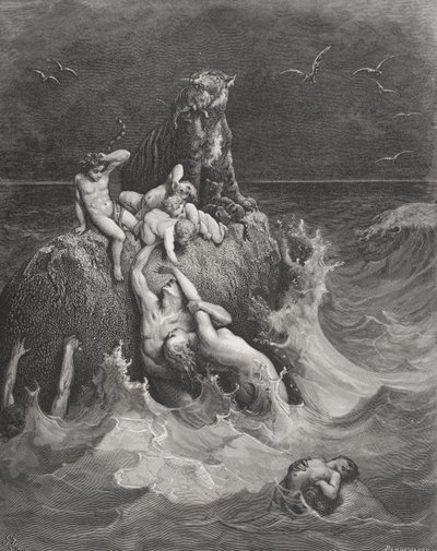 Syndfloden, illustration från Dores 