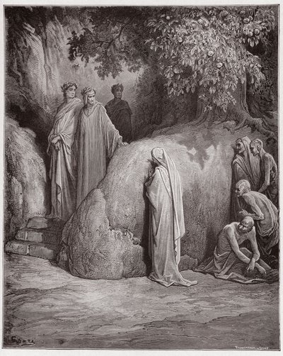 The Divine Comedy (La Divina Comedia, La Divine Comedie), Purgatorio, Canto 23: Dante känner igen skuggan av Forese bland frossarna - av Dante Alighieri (1265-1321) - Illustration av Gustave Dore (1832-1883) av Gustave Dore