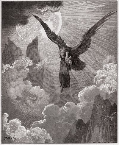 The Divine Comedy (La Divina Comedia, La Divine Comedie), Purgatorio, Canto 9: Dante, i en dröm, bärs bort av en örn - av Dante Alighieri (1265-1321) - Illustration av Gustave Dore (1832-1883) av Gustave Dore