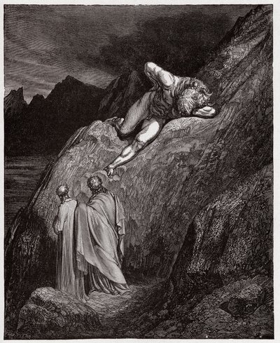 Den gudomliga komedin (La Divina Commedia, La Divine Comedie), Inferno, Canto 12: Minotauren på den krossade klippan - av Dante Alighieri (1265-1321) - Illustration av Gustave Dore (1832-1883) av Gustave Dore