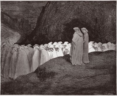 The Divine Comedy (La Divina Commedia, La Divine Comedie), Inferno, Canto 23: Hycklarna tilltalar Dante - av Dante Alighieri (1265-1321) - Illustration av Gustave Dore (1832-1883) av Gustave Dore