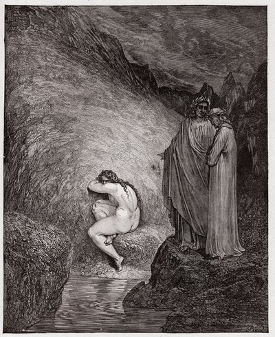 The Divine Comedy (La Divina Commedia, La Divine Comedie), Inferno, Canto 30: Myrrha, dömd för incest - av Dante Alighieri (1265-1321) - Illustration av Gustave Dore (1832-1883) av Gustave Dore