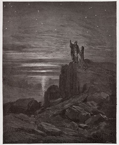 The Divine Comedy (La Divina Commedia, La Divine Comedie), Inferno, Canto 34: Poeterna kommer ur helvetet - av Dante Alighieri (1265-1321) - Illustration av Gustave Dore (1832-1883) av Gustave Dore