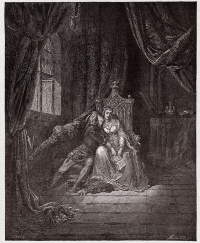 The Divine Comedy (La Divina Commedia, La Divine Comedie), Inferno, Canto 5: Paolo and Francesca - av Dante Alighieri (1265-1321) - Illustration av Gustave Dore (1832-1883) av Gustave Dore