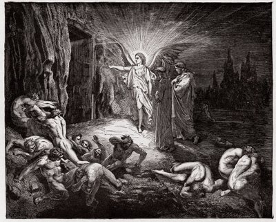 Den gudomliga komedin (La Divina Commedia, La Divine Comedie), Inferno, Canto 9: Ängeln öppnar portarna - av Dante Alighieri (1265-1321) - Illustration av Gustave Dore (1832-1883) av Gustave Dore