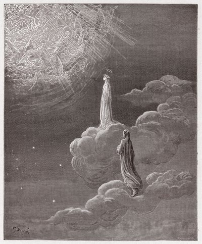 Den gudomliga komedin (La Divina Commedia, La Divine Comedie), Paradiso, Canto 14: Dante och Beatrice översatta till Mars sfär - av Dante Alighieri (1265-1321) - Illustration av Gustave Dore (1832-1883) av Gustave Dore