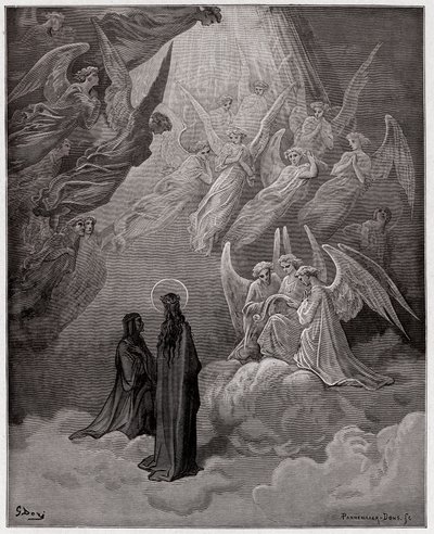 The Divine Comedy (La Divina Commedia, La Divine Comedie), Paradiso, Canto 20: The luminous souls sing - av Dante Alighieri (1265-1321) - Illustration av Gustave Dore (1832-1883) av Gustave Dore