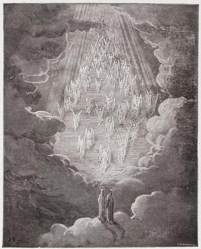 Den gudomliga komedin (La Divina Commedia, La Divine Comedie), Paradiso, Canto 21: Beatrice och Dante i Saturnus sfär - av Dante Alighieri (1265-1321) - Illustration av Gustave Dore (1832-1883) av Gustave Dore