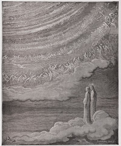 The Divine Comedy (La Divina Commedia, La Divine Comedie), Paradiso, Canto 28: The scintillating host of heaven - av Dante Alighieri (1265-1321) - Illustration av Gustave Dore (1832-1883) av Gustave Dore
