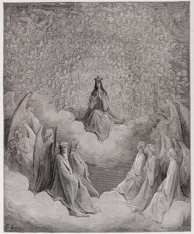 The Divine Comedy (La Divina Commedia, La Divine Comedie), Paradiso, Canto 31: The queen of heaven - av Dante Alighieri (1265-1321) - Illustration av Gustave Dore (1832-1883) av Gustave Dore
