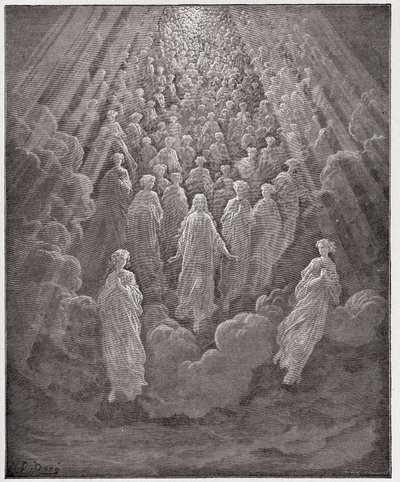 The Divine Comedy (La Divina Commedia, La Divine Comedie), Paradiso, Canto 5: Värden av otaliga glödande själar i det andra riket - av Dante Alighieri (1265-1321) - Illustration av Gustave Dore (1832-1883) av Gustave Dore
