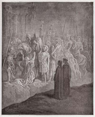 Den gudomliga komedin (La Divina Commedia, La Divine Comedie), Purgatorio, Canto 10: Marmorskulpturerna som skildrar stolthet - av Dante Alighieri (1265-1321) - Illustration av Gustave Dore (1832-1883) av Gustave Dore