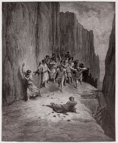 The Divine Comedy (La Divina Commedia, La Divine Comedie), Purgatorio, Canto 15: Dantes vision av steningen av Stephen - av Dante Alighieri (1265-1321) - Illustration av Gustave Dore (1832-1883) av Gustave Dore