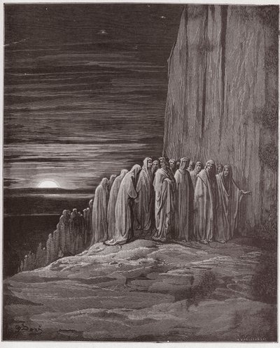 The Divine Comedy (La Divina Commedia, La Divine Comedie), Purgatorio, Canto 18: The multitude of the lothful - av Dante Alighieri (1265-1321) - Illustration av Gustave Dore (1832-1883) av Gustave Dore