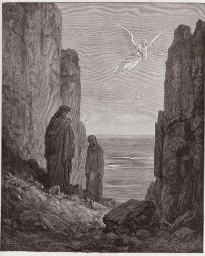 The Divine Comedy (La Divina Commedia, La Divine Comedie), Purgatorio, Canto 19: Poeterna stiger upp till den femte cirkeln - av Dante Alighieri (1265-1321) - Illustration av Gustave Dore (1832-1883) av Gustave Dore