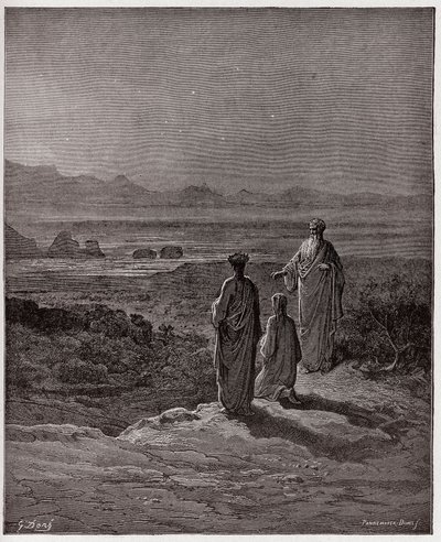 The Divine Comedy (La Divina Commedia, La Divine Comedie), Purgatorio, Canto 1: Dante knäböjer framför Statius - av Dante Alighieri (1265-1321) - Illustration av Gustave Dore (1832-1883) av Gustave Dore