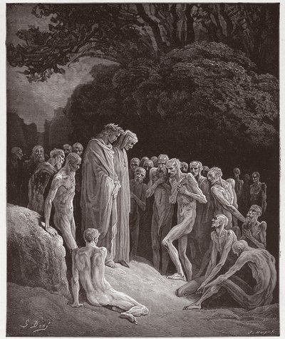 The Divine Comedy (La Divina Commedia, La Divine Comedie), Purgatorio, Canto 23: The souls of the gluttonous - av Dante Alighieri (1265-1321) - Illustration av Gustave Dore (1832-1883) av Gustave Dore