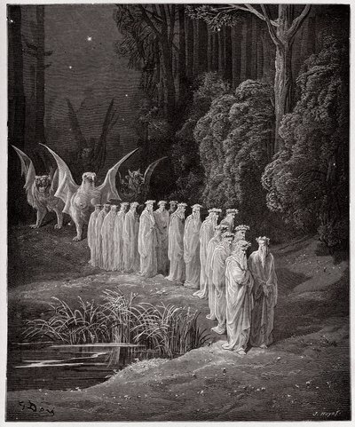 The Divine Comedy (La Divina Commedia, La Divine Comedie), Purgatorio, Canto 29: De 24 äldste i den apokalyptiska processionen - av Dante Alighieri (1265-1321) - Illustration av Gustave Dore (1832-1883) av Gustave Dore