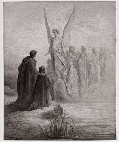 The Divine Comedy (La Divina Commedia, La Divine Comedie), Purgatorio, Canto 2: Den himmelska piloten landar båten - av Dante Alighieri (1265-1321) - Illustration av Gustave Dore (1832-1883) av Gustave Dore