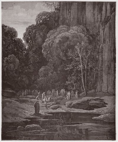 The Divine Comedy (La Divina Commedia, La Divine Comedie), Purgatorio, Canto 5: De sena ångrarna sjunger Miserere - av Dante Alighieri (1265-1321) - Illustration av Gustave Dore (1832-1883) av Gustave Dore