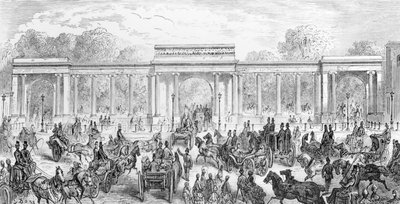 Entrén till Hyde Park, från "London, a Pilgrimage", skriven av William Blanchard Jerrolds, graverad av A. Doms, 1872 av Gustave Dore