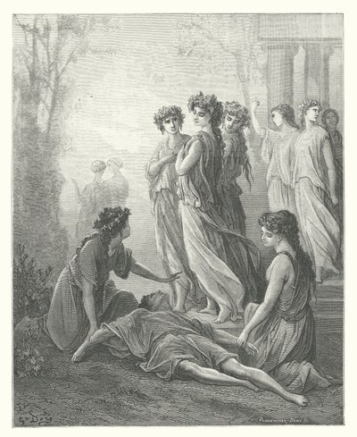 La Fontaines fabler: Daphnis och Alcimadura (gravyr) av Gustave Dore