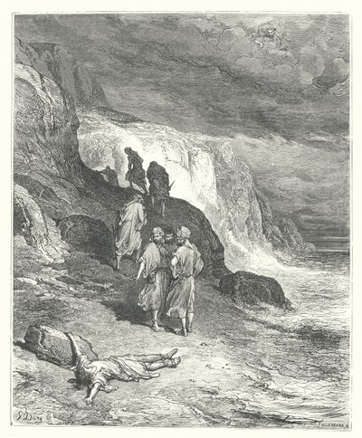 La Fontaines fabler: Jupiter och resenären (gravyr) av Gustave Dore