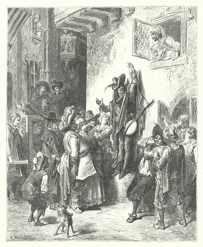 La Fontaines fabler: Galningen som sålde visdom (gravyr) av Gustave Dore