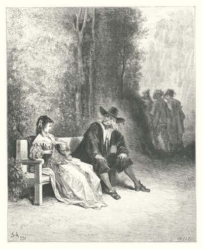 La Fontaines fabler: Jungfrun (gravyr) av Gustave Dore