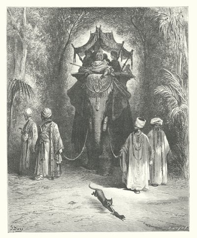 La Fontaines fabler: Råttan och elefanten (gravyr) av Gustave Dore