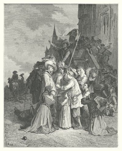 La Fontaines fabler: Gamarna och duvorna (gravyr) av Gustave Dore