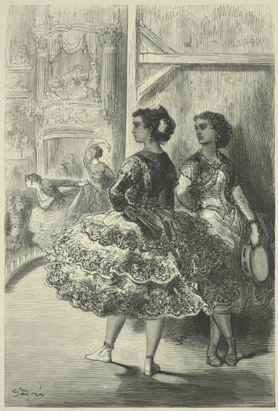 Fandango på teatern San Fernando, Sevilla av Gustave Dore
