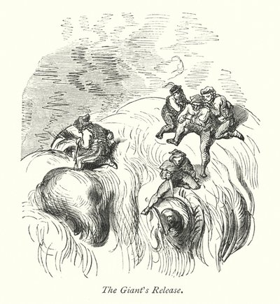 Jättens frigivning (gravyr) av Gustave Dore