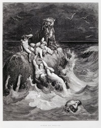 Den stora översvämningen, illustration från Dore-bibeln av Gustave Dore