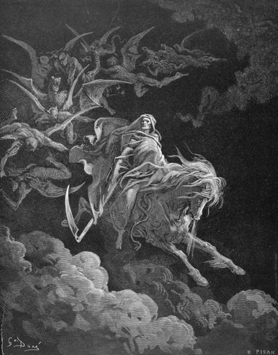 The Vision of Death, graverad av Heliodore Joseph Pisan (1822-90) c.1868 av Gustave Dore
