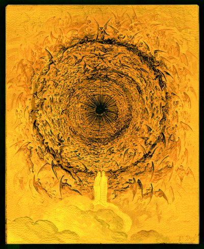 Visionen av Empyrean, illustration från "The Dore Gallery", graverad av Stephane Pannemaker (1847-1930), publicerad omkring 1890 (digitalt förbättrad bild) av Gustave Dore