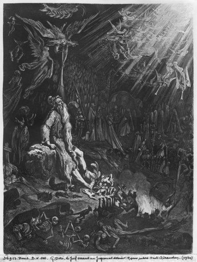 Den vandrande juden och den sista domen, graverad av Felix Jean Gauchard (1825-72) av Gustave Dore