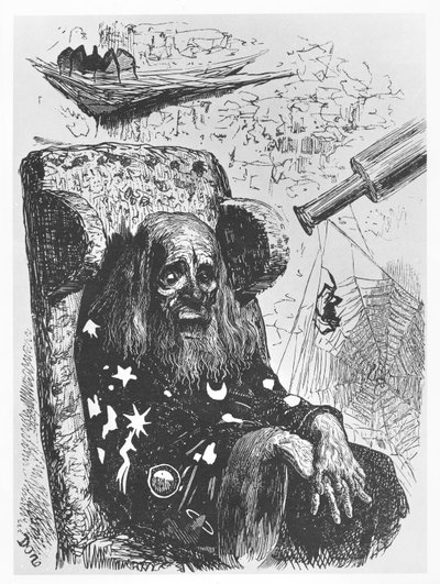 Astrologen Herr Trippa, illustration från "Gargantua och Pantagruel" av François Rabelais. av Gustave Dore