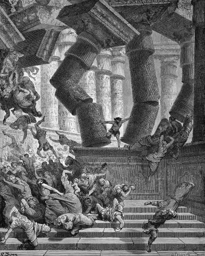 Samsons död - Bibeln av Gustave Dore