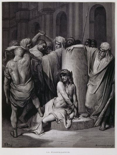 Flagelleringen av Kristus; Illustration från Dore-bibeln av Gustave Dore