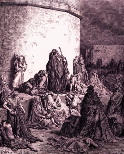 Folket sörjer över Jerusalem, av Doré - Bibeln av Gustave Dore