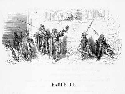 Råttan som drog sig tillbaka från Världen i Jean de La Fontaines fabler. Illustration av Gustave Doré. av Gustave Dore